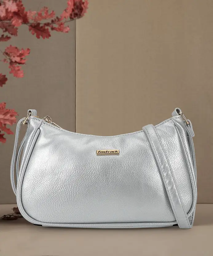 Silver Women Sling Bag Textured