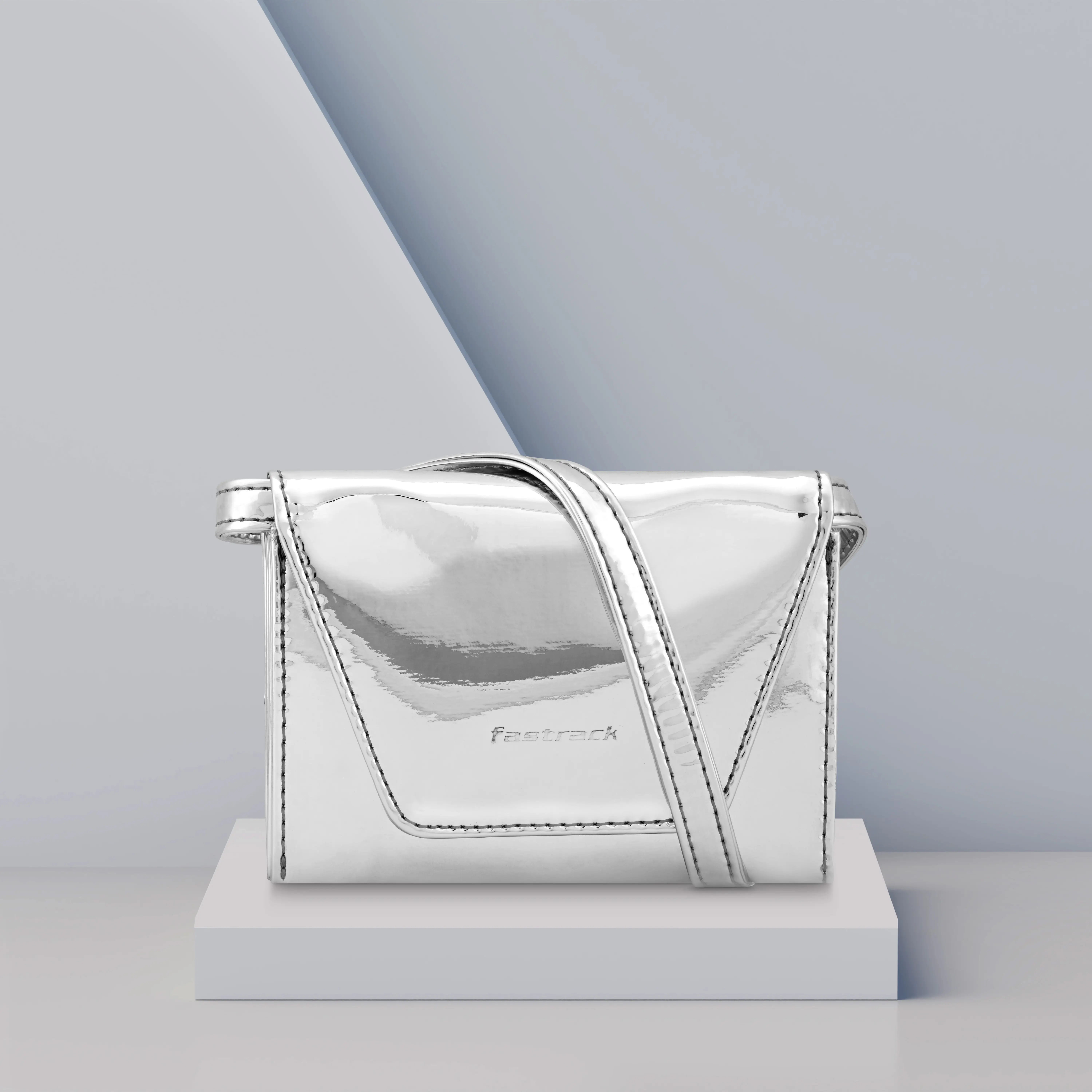 Silver Women Sling Bag Textured - Image 3